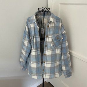 THREAD & SUPPLY Plaid Shacket Blue & White Size M